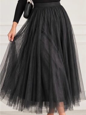 Chicwish Black Tulle Maxi Skirt